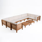 Ensemble de canapés d'extérieur Oana 12 pièces en bois d'acacia en forme de U par Christopher Knight Home