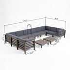Ensemble de canapés d'extérieur Oana 12 pièces en bois d'acacia en forme de U par Christopher Knight Home
