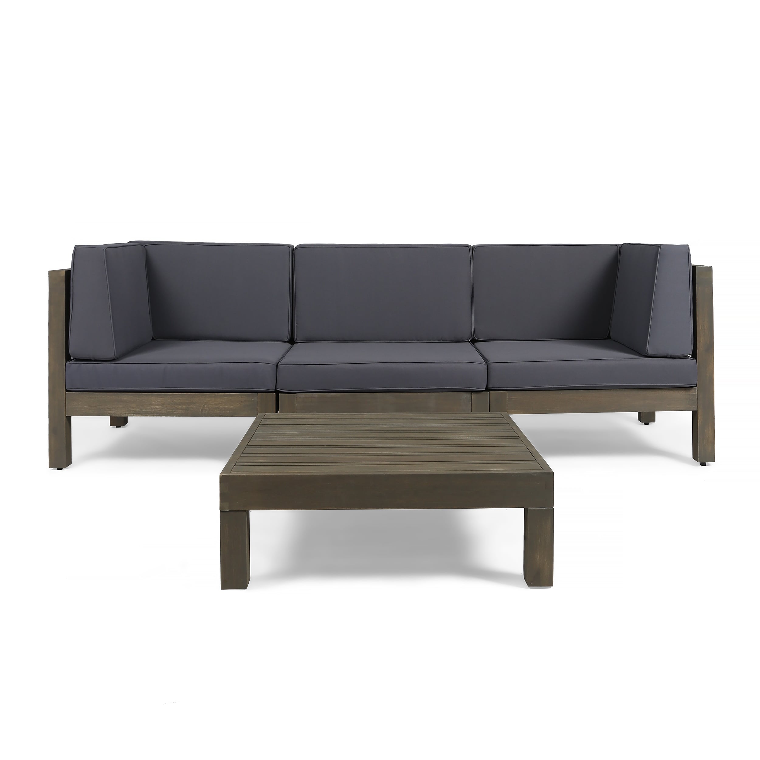 Ensemble de canapés d'extérieur 3 places en bois d'acacia Oana avec table basse par Christopher Knight Home