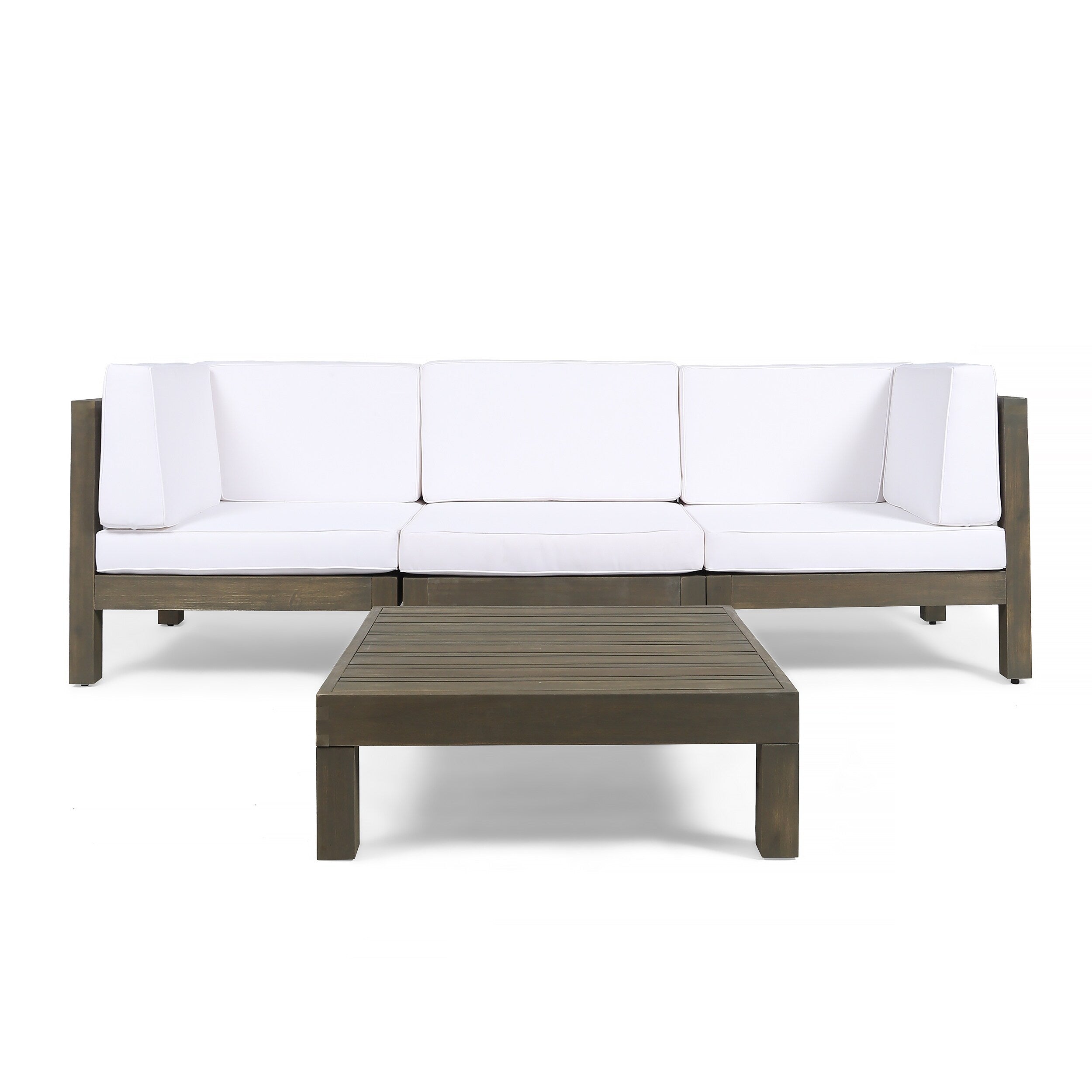 Ensemble de canapés d'extérieur 3 places en bois d'acacia Oana avec table basse par Christopher Knight Home