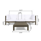 Ensemble de canapés d'extérieur 3 places en bois d'acacia Oana avec table basse par Christopher Knight Home