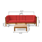 Ensemble de canapés d'extérieur 3 places en bois d'acacia Oana avec table basse par Christopher Knight Home