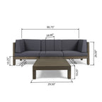 Ensemble de canapés d'extérieur 3 places en bois d'acacia Oana avec table basse par Christopher Knight Home