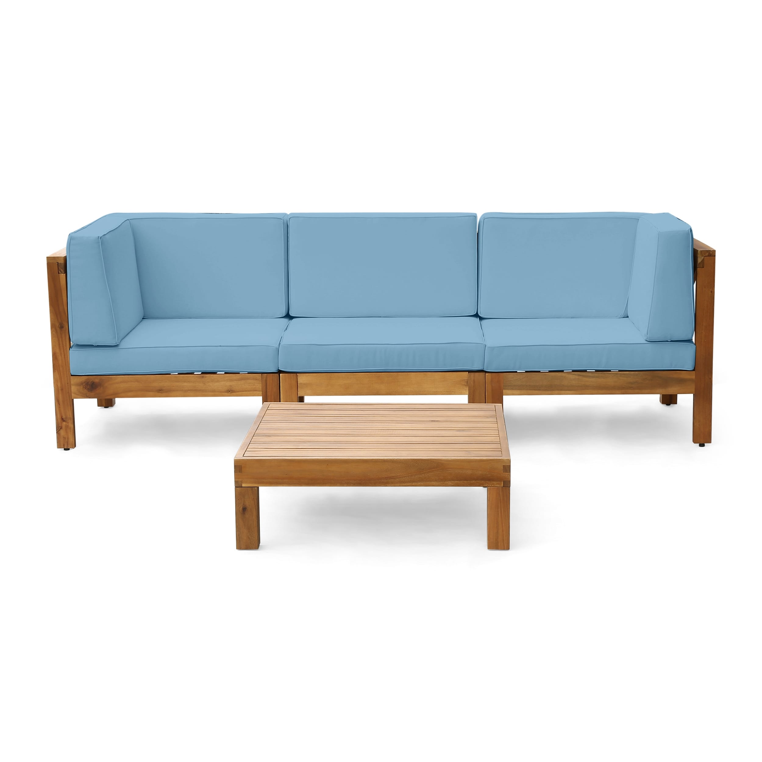 Ensemble de canapés d'extérieur 3 places en bois d'acacia Oana avec table basse par Christopher Knight Home
