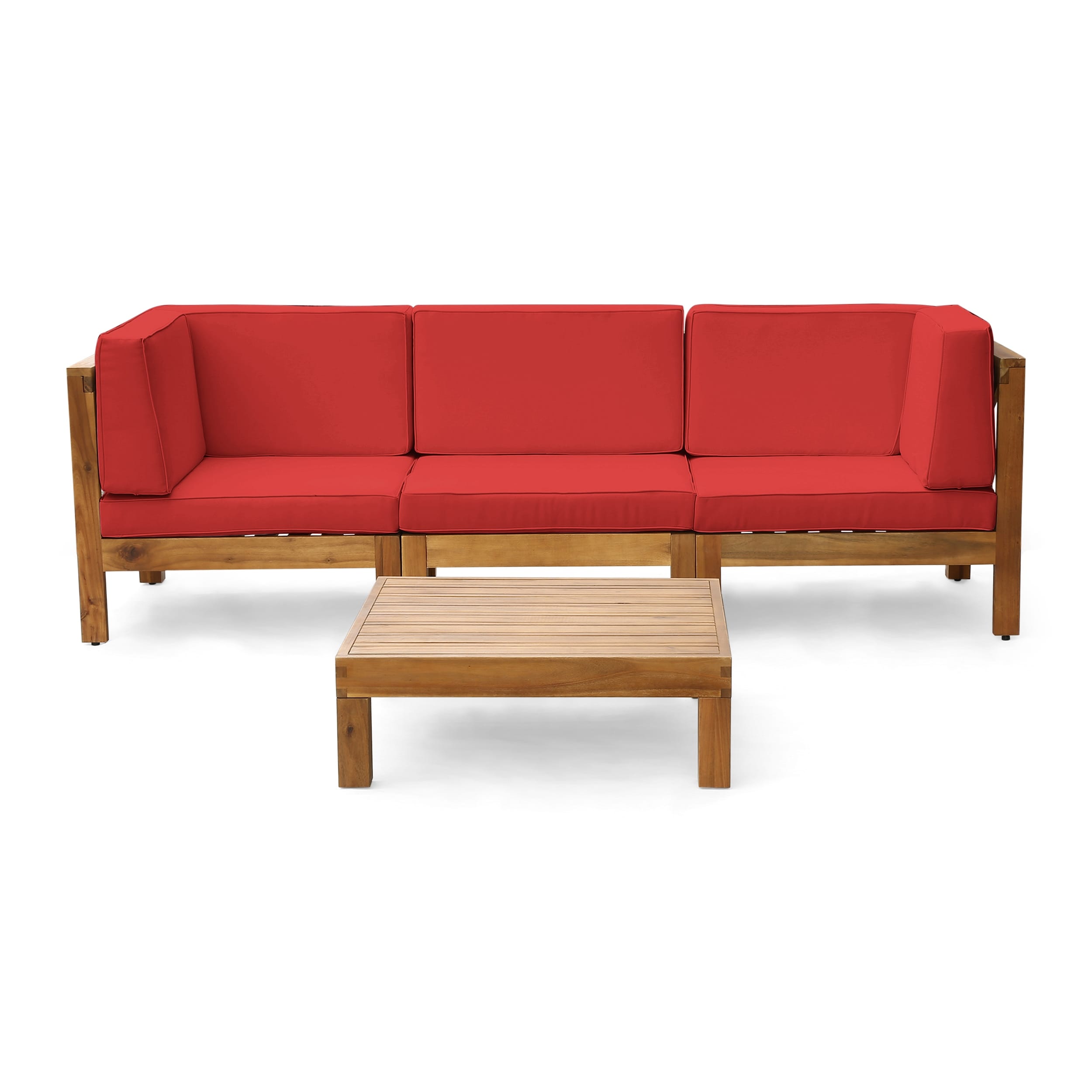 Ensemble de canapés d'extérieur 3 places en bois d'acacia Oana avec table basse par Christopher Knight Home