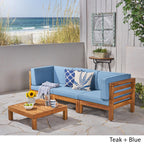 Ensemble de canapés d'extérieur 3 places en bois d'acacia Oana avec table basse par Christopher Knight Home