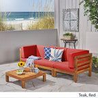 Ensemble de canapés d'extérieur 3 places en bois d'acacia Oana avec table basse par Christopher Knight Home