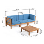 Ensemble de canapés d'extérieur 3 places en bois d'acacia Oana avec table basse par Christopher Knight Home