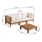 Ensemble de canapés d'extérieur 3 places en bois d'acacia Oana avec table basse par Christopher Knight Home