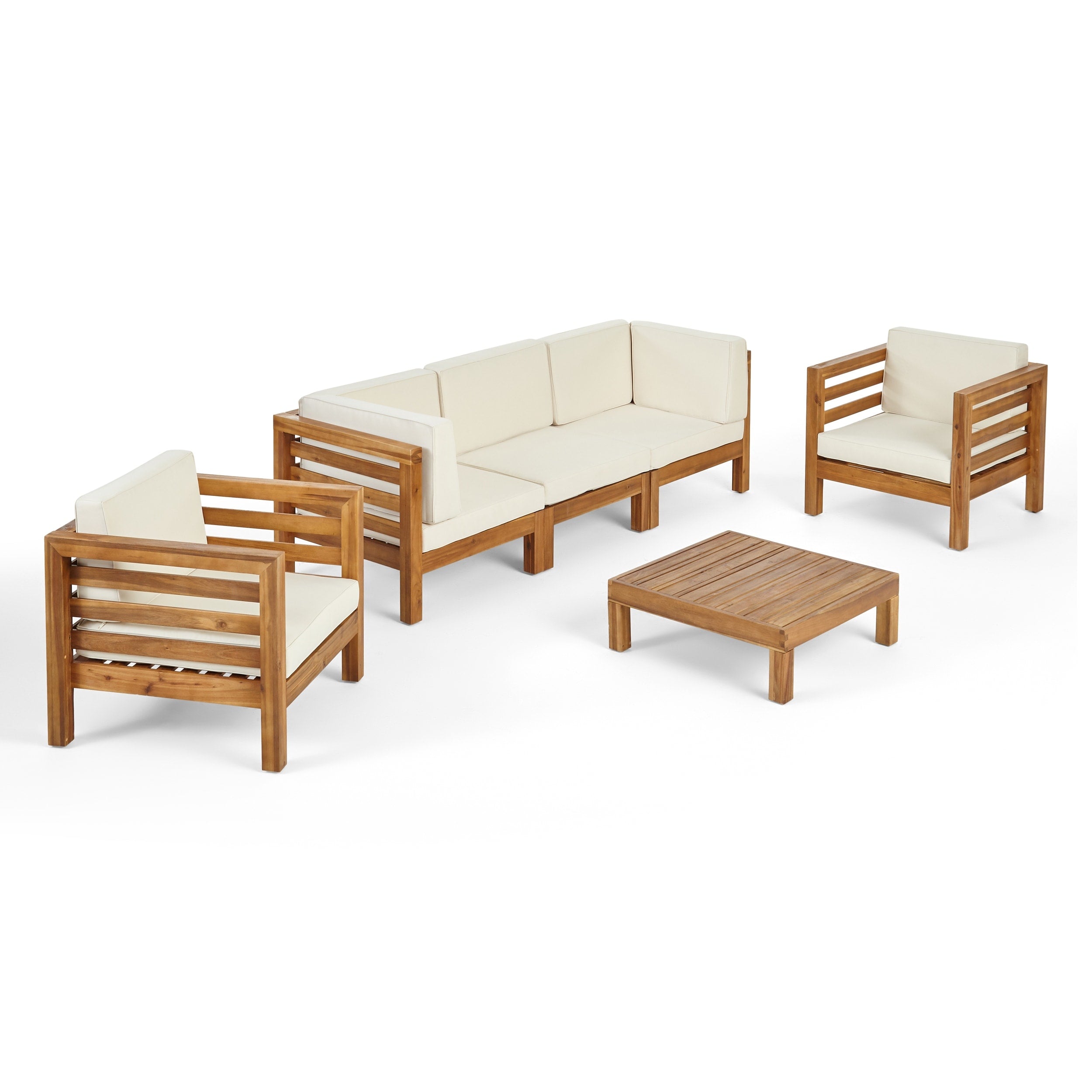 Ensemble de salon de jardin Oana 5 places en acacia et fauteuil club par Christopher Knight Home