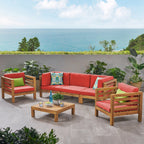 Ensemble de salon de jardin Oana 5 places en acacia et fauteuil club par Christopher Knight Home