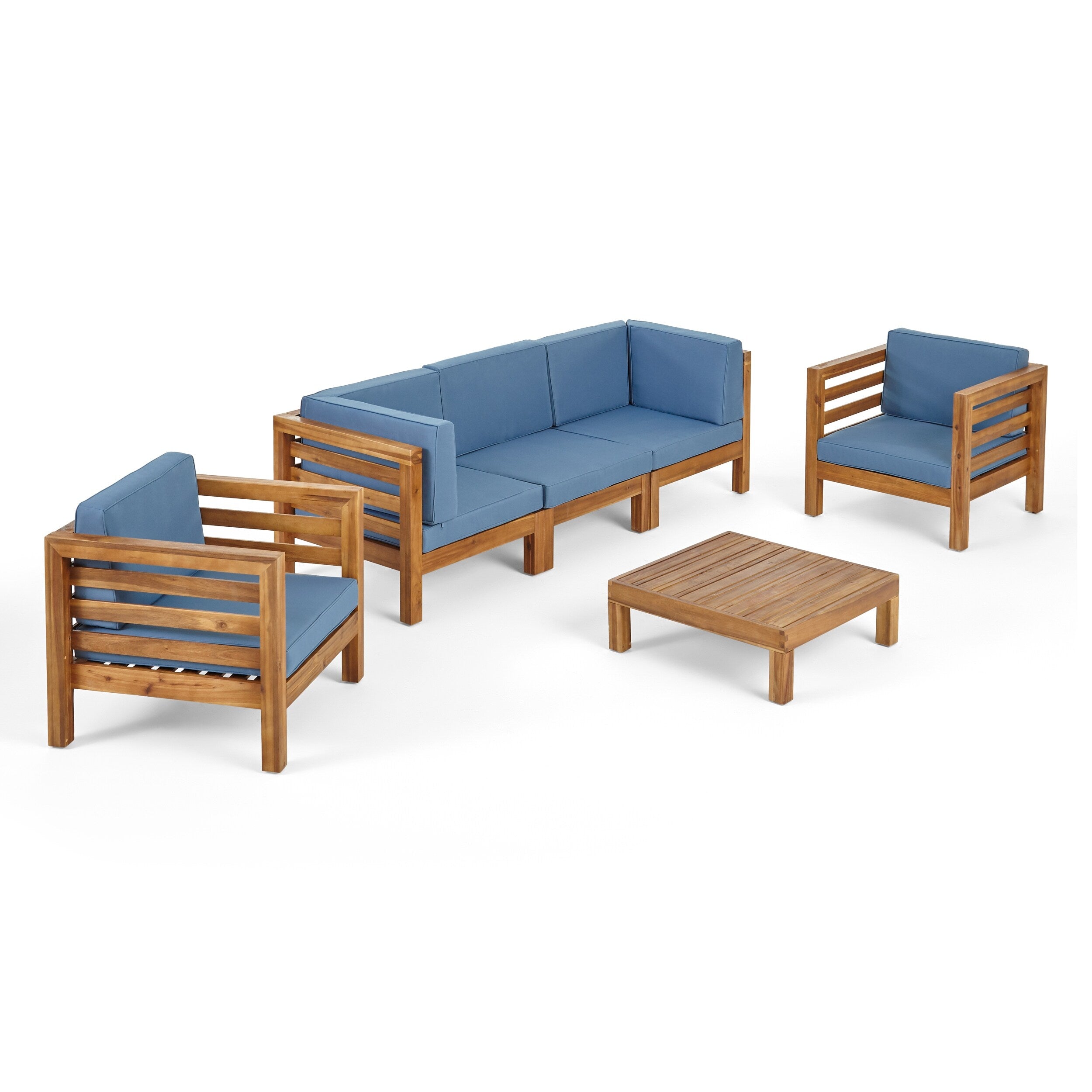 Ensemble de salon de jardin Oana 5 places en acacia et fauteuil club par Christopher Knight Home