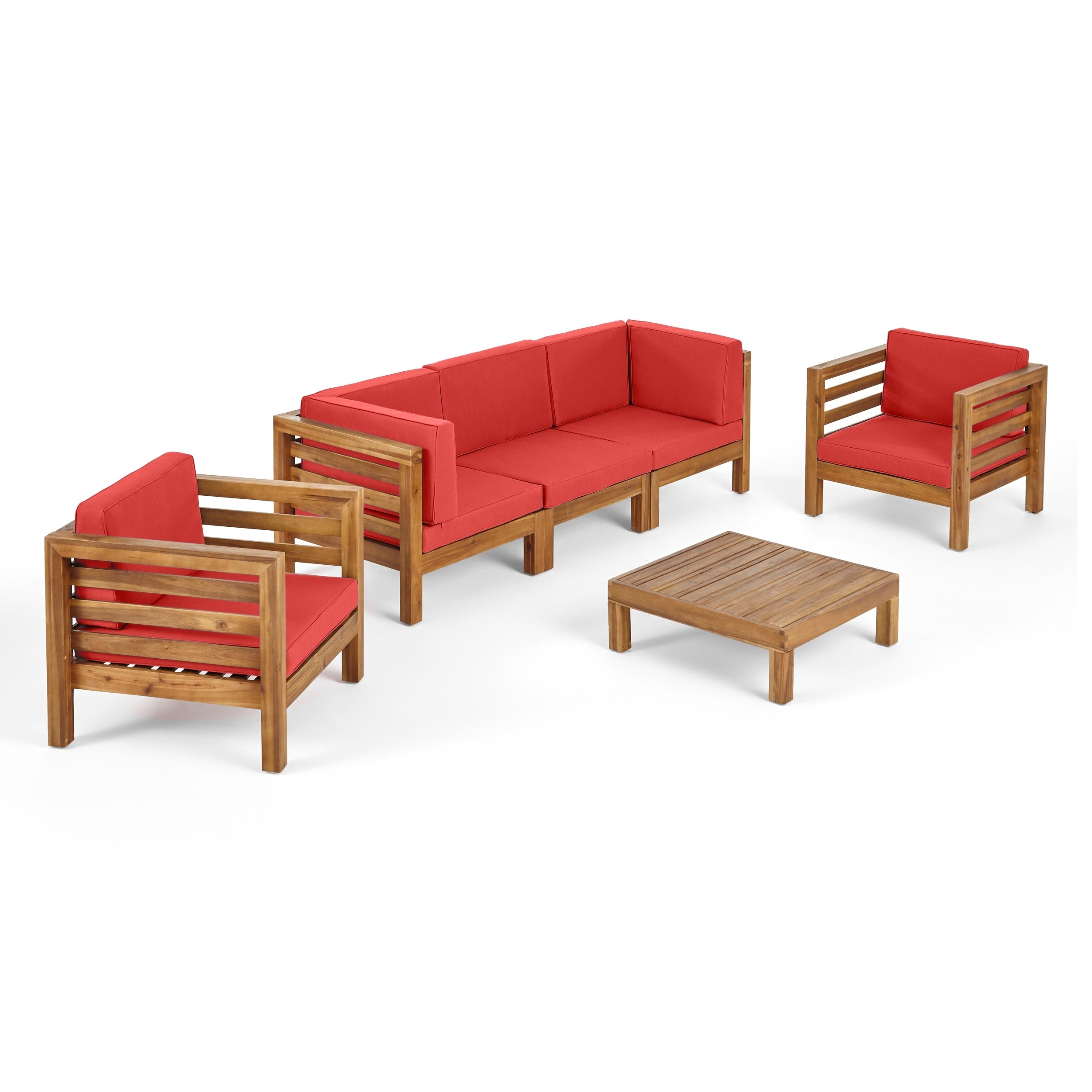 Ensemble de salon de jardin Oana 5 places en acacia et fauteuil club par Christopher Knight Home