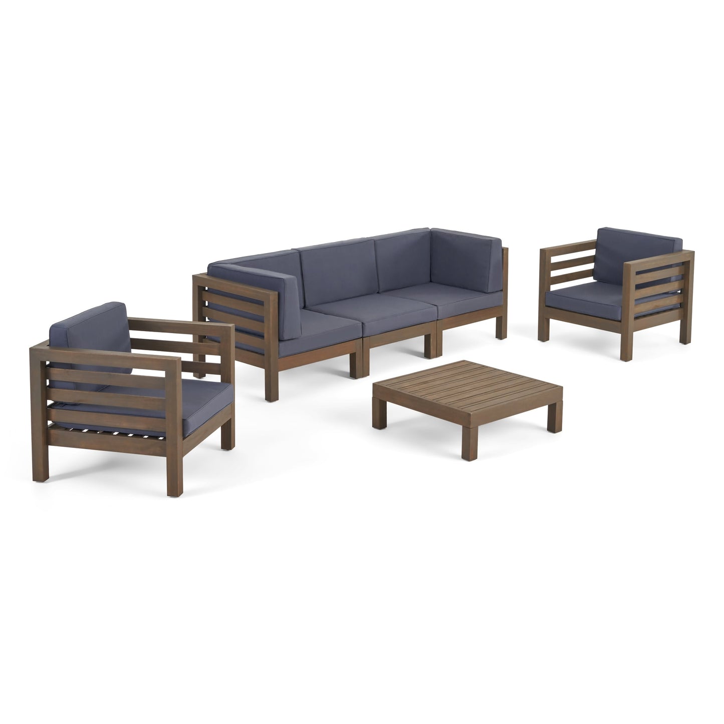 Ensemble de salon de jardin Oana 5 places en acacia et fauteuil club par Christopher Knight Home