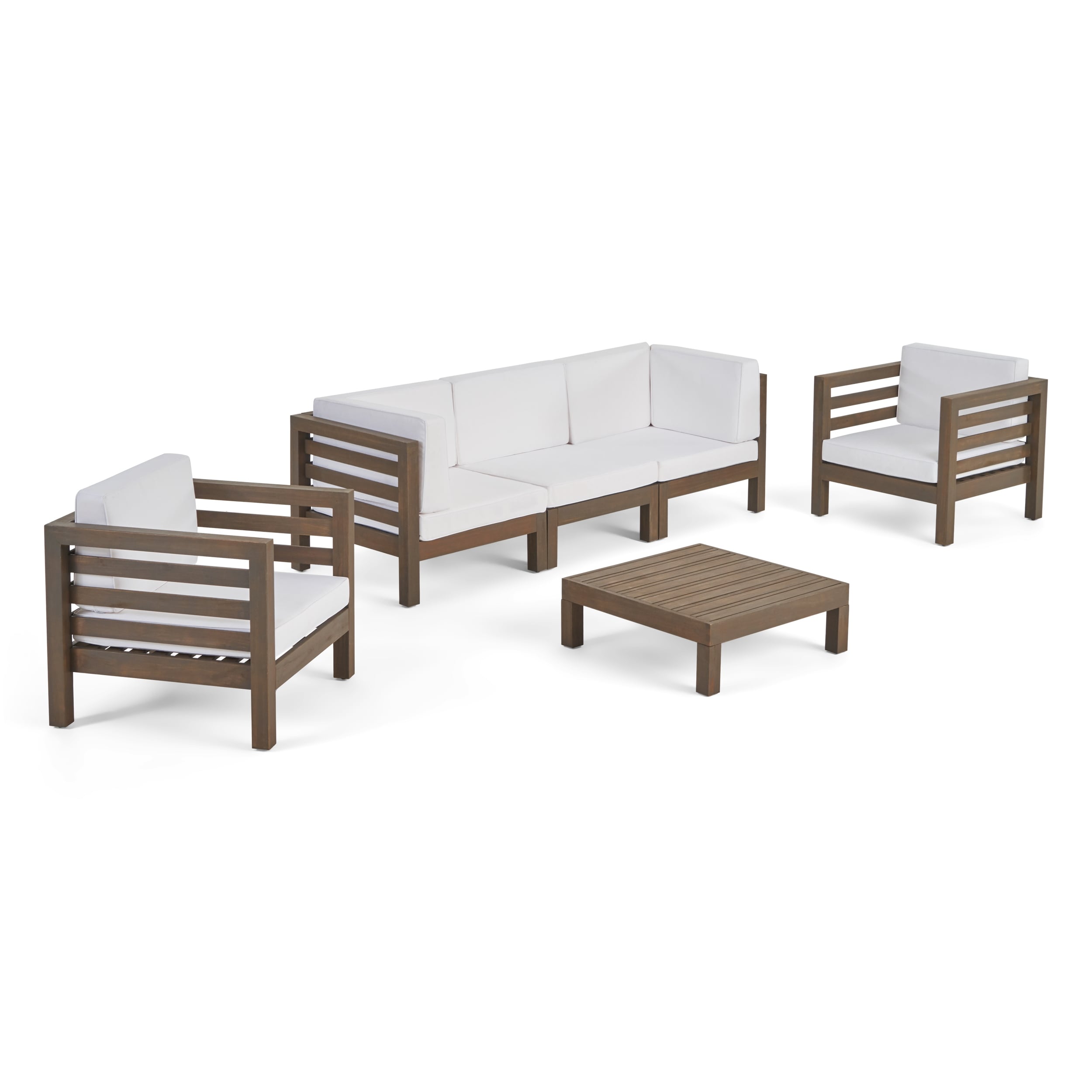 Ensemble de salon de jardin Oana 5 places en acacia et fauteuil club par Christopher Knight Home