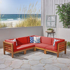 Ensemble de salon d'extérieur 5 places en acacia Oana par Christopher Knight Home