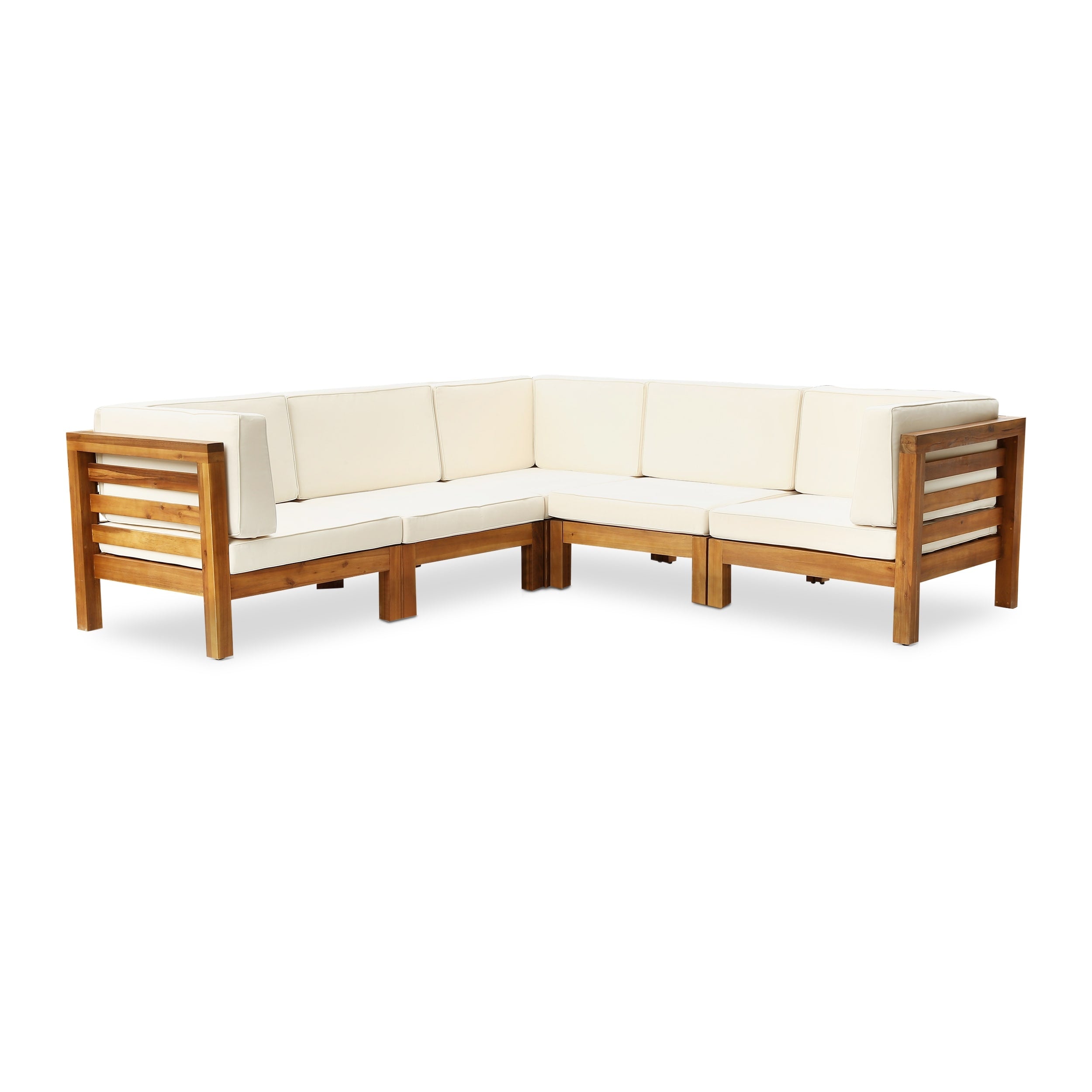 Ensemble de salon d'extérieur 5 places en acacia Oana par Christopher Knight Home