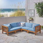 Ensemble de salon d'extérieur 5 places en acacia Oana par Christopher Knight Home