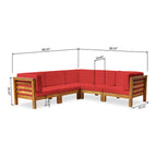 Ensemble de salon d'extérieur 5 places en acacia Oana par Christopher Knight Home