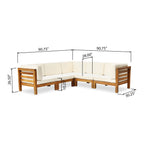 Ensemble de salon d'extérieur 5 places en acacia Oana par Christopher Knight Home