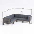 Ensemble de salon d'extérieur 5 places en acacia Oana par Christopher Knight Home