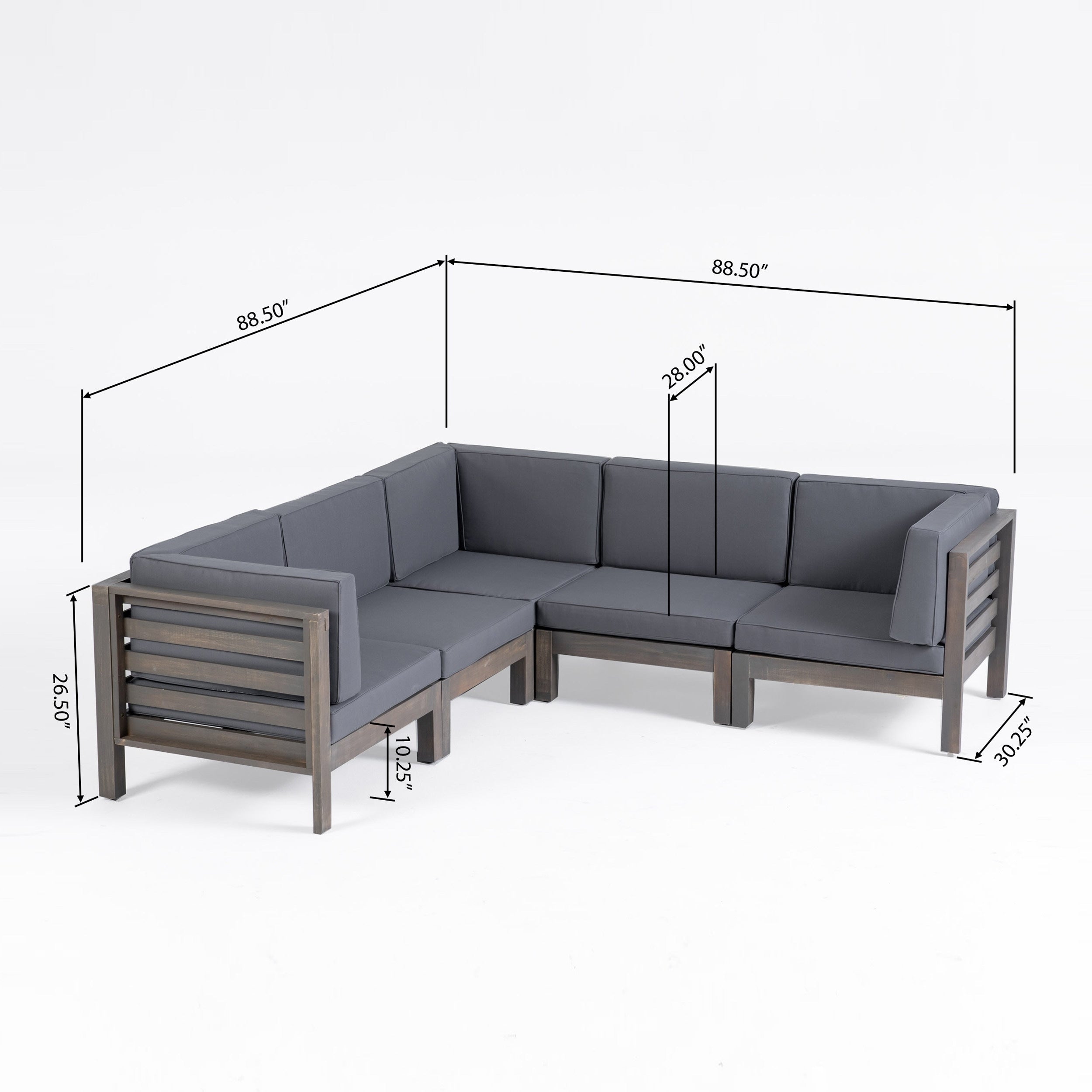 Ensemble de salon d'extérieur 5 places en acacia Oana par Christopher Knight Home