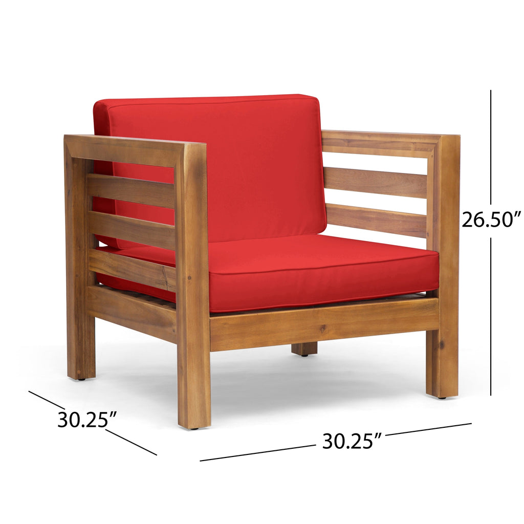 Ensemble de salon de jardin Oana 5 places en acacia et fauteuil club par Christopher Knight Home