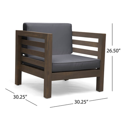 Ensemble de salon de jardin Oana 5 places en acacia et fauteuil club par Christopher Knight Home