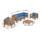 Ensemble de salon de jardin Oana 5 places en acacia et fauteuil club par Christopher Knight Home