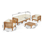 Ensemble de salon de jardin Oana 5 places en acacia et fauteuil club par Christopher Knight Home