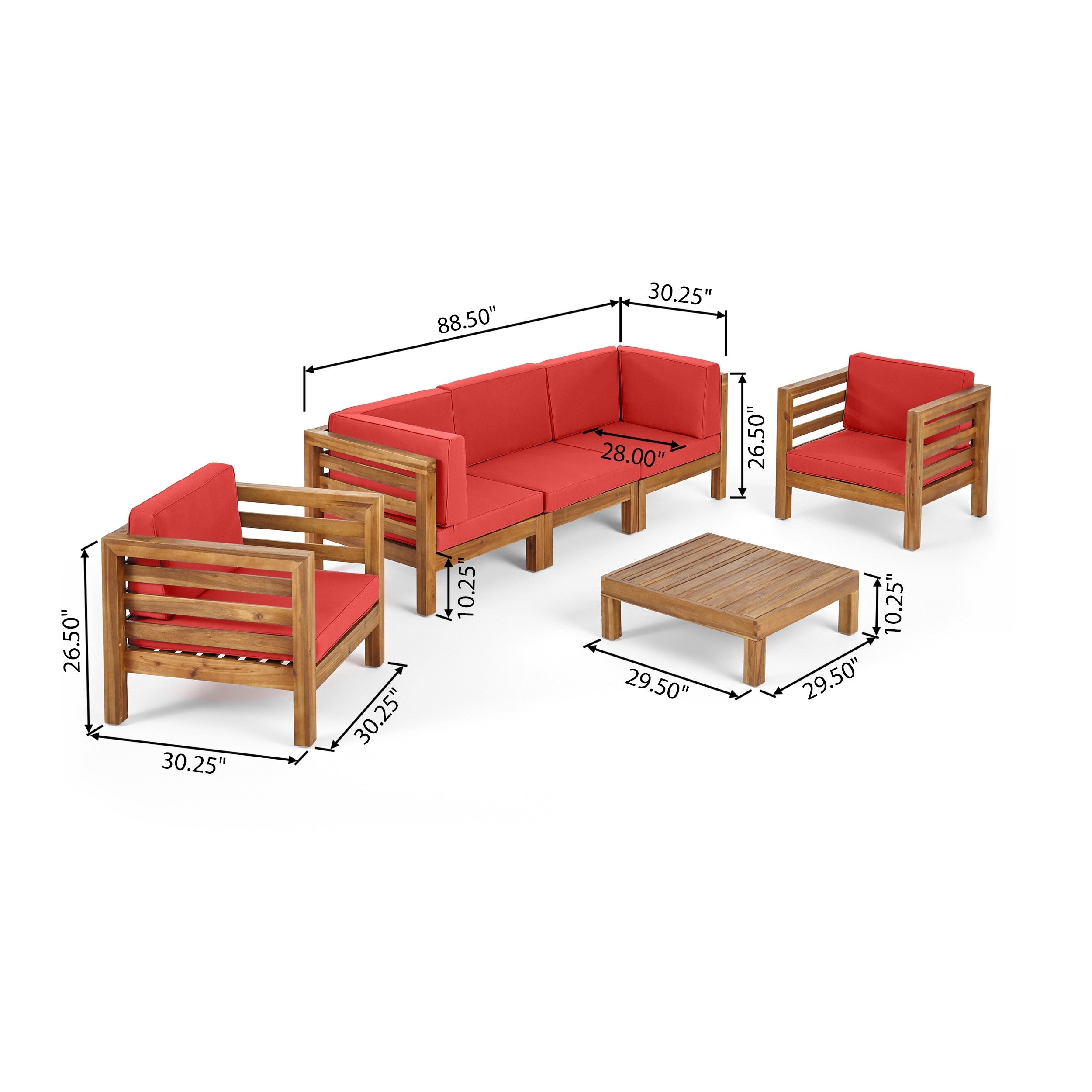 Ensemble de salon de jardin Oana 5 places en acacia et fauteuil club par Christopher Knight Home