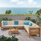Ensemble de canapés d'extérieur Oana 7 places en bois d'acacia par Christopher Knight Home