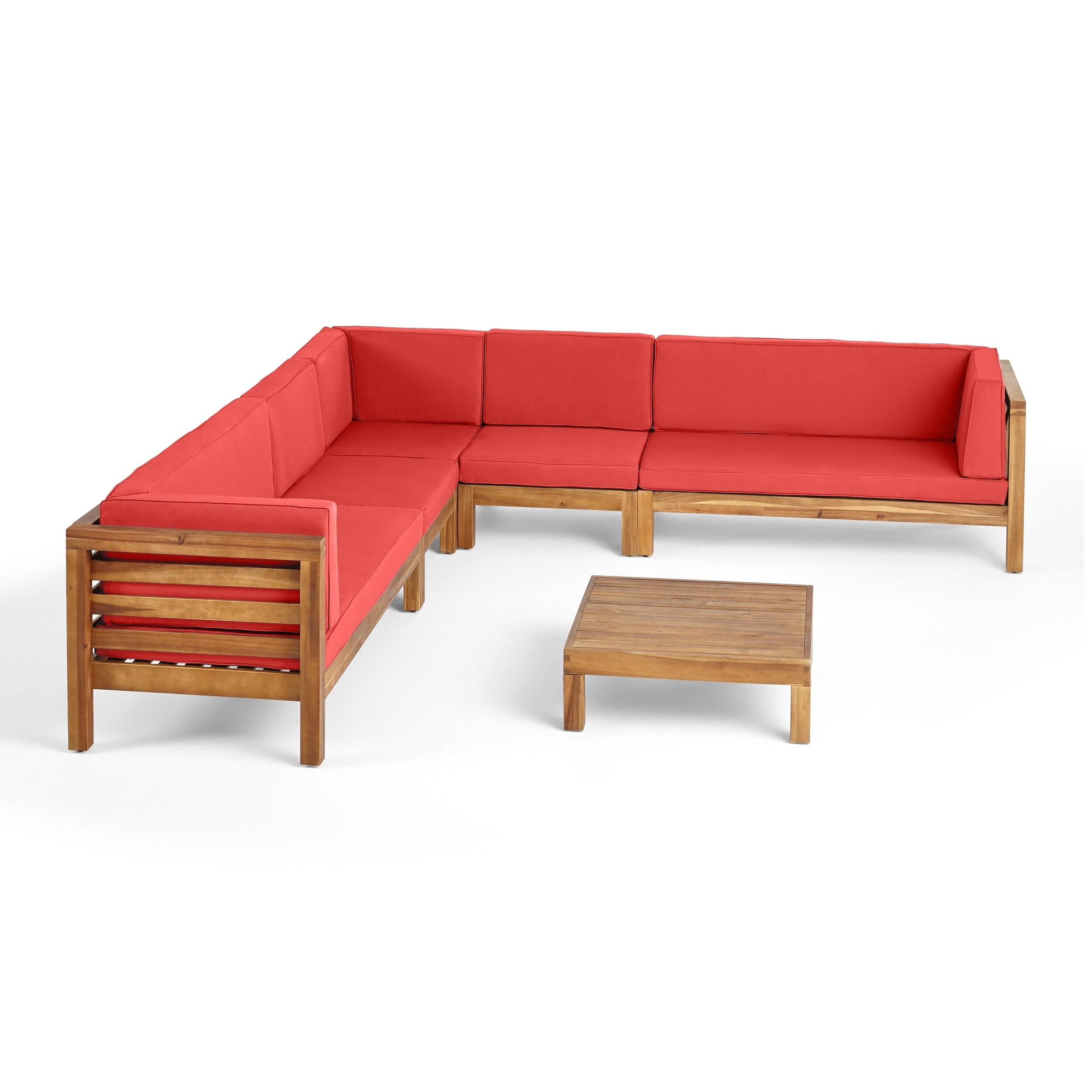 Ensemble de canapés d'extérieur Oana 7 places en bois d'acacia par Christopher Knight Home
