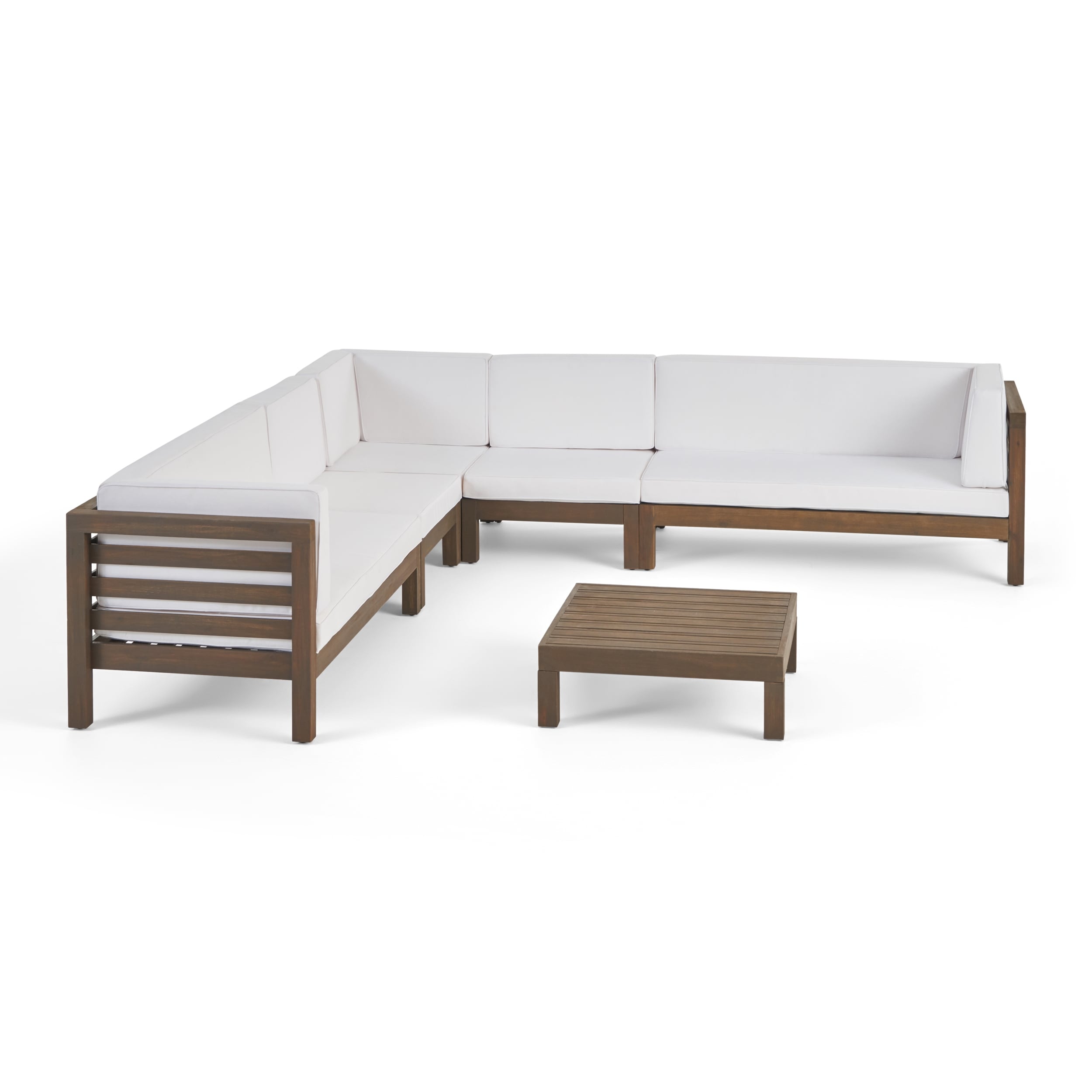 Ensemble de canapés d'extérieur Oana 7 places en bois d'acacia par Christopher Knight Home