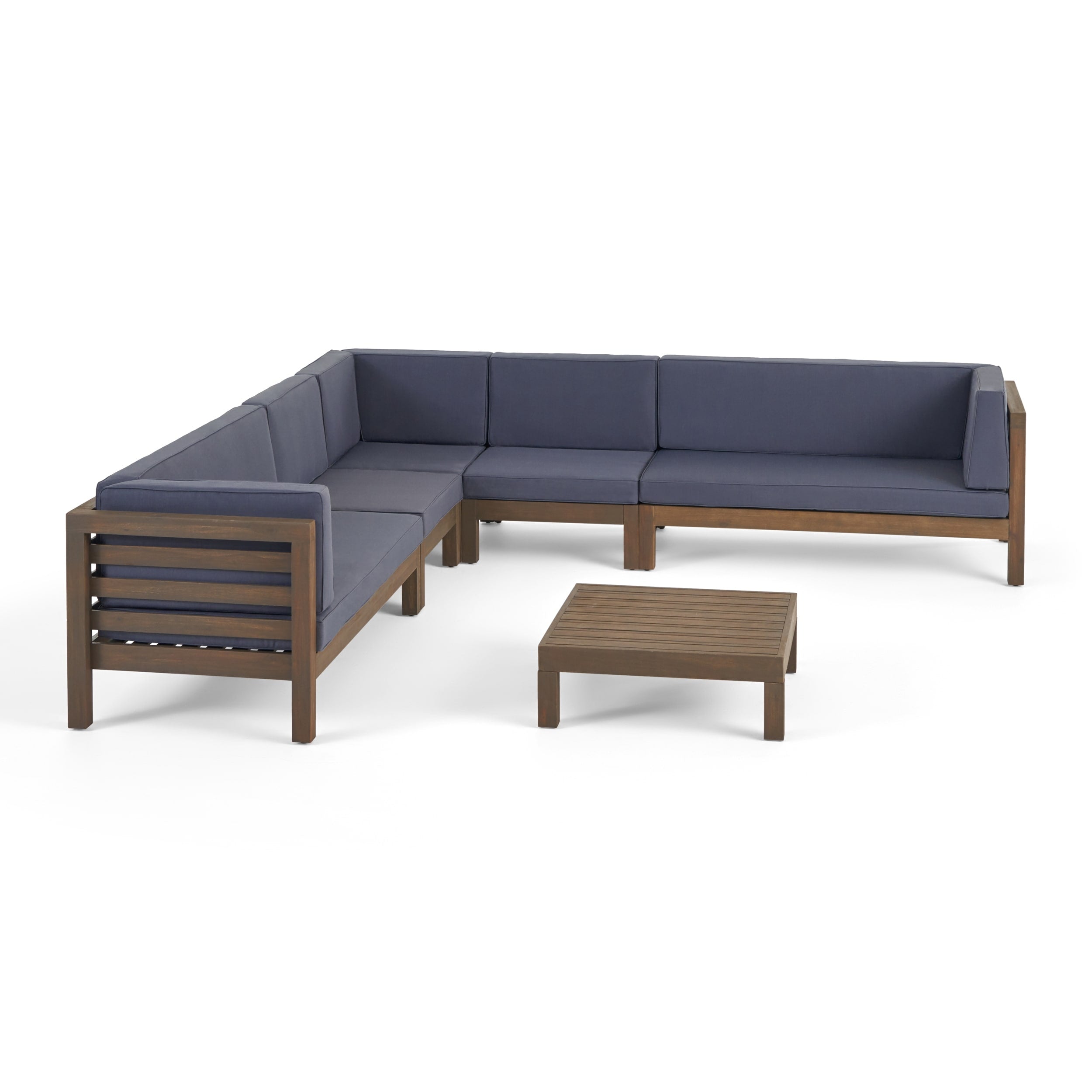 Ensemble de canapés d'extérieur Oana 7 places en bois d'acacia par Christopher Knight Home