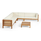 Ensemble de canapés d'extérieur Oana 7 places en bois d'acacia par Christopher Knight Home