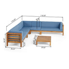 Ensemble de canapés d'extérieur Oana 7 places en bois d'acacia par Christopher Knight Home