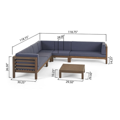 Ensemble de canapés d'extérieur Oana 7 places en bois d'acacia par Christopher Knight Home