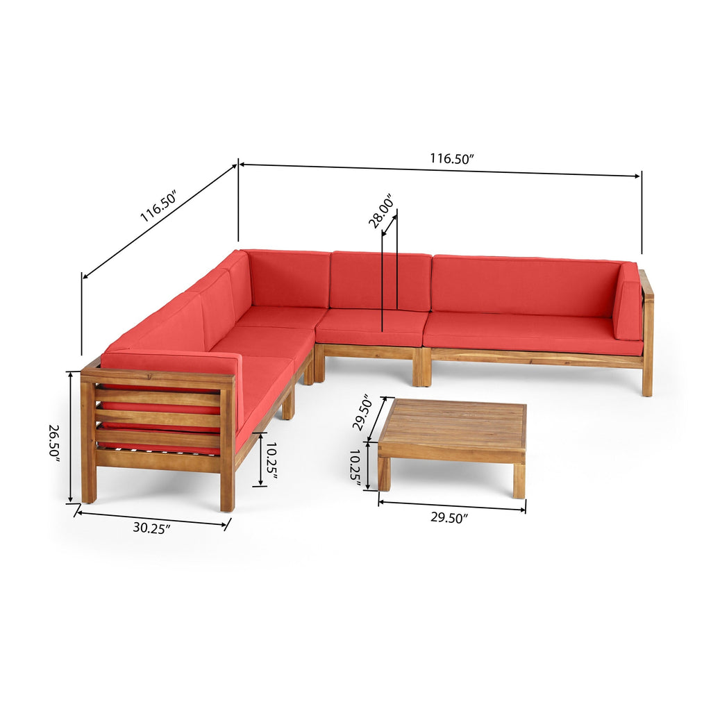 Ensemble de canapés d'extérieur Oana 7 places en bois d'acacia par Christopher Knight Home
