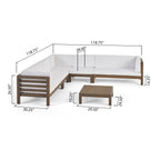 Ensemble de canapés d'extérieur Oana 7 places en bois d'acacia par Christopher Knight Home