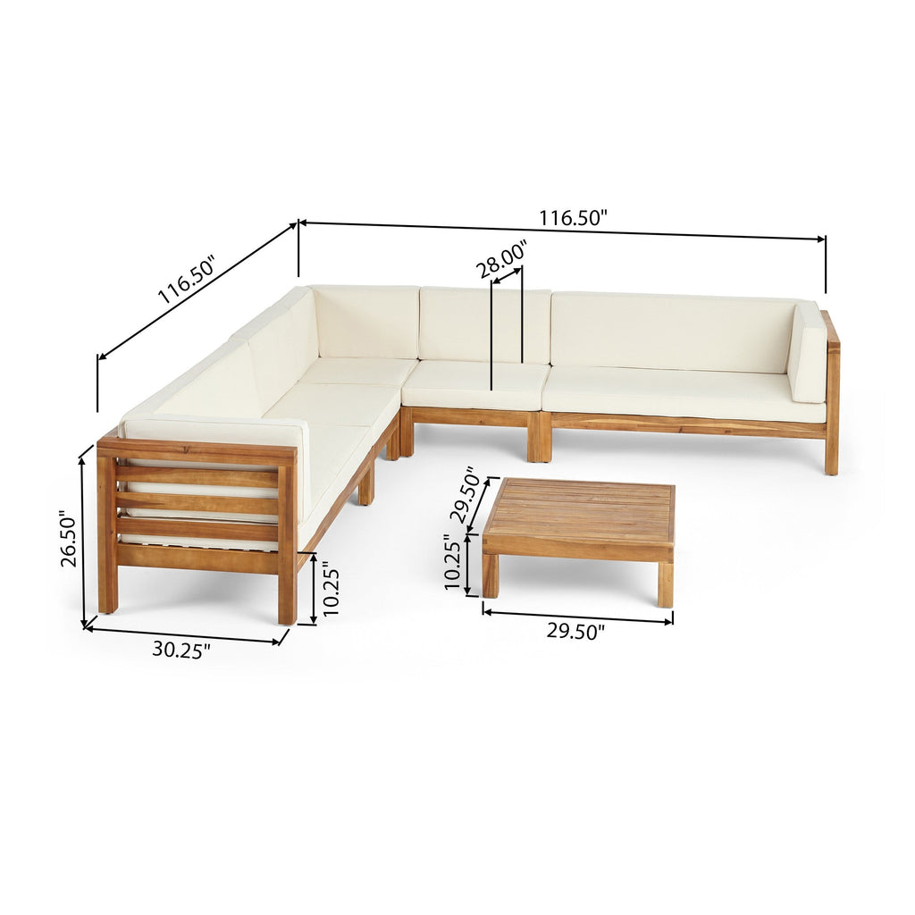 Ensemble de canapés d'extérieur Oana 7 places en bois d'acacia par Christopher Knight Home