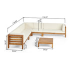 Ensemble de canapés d'extérieur Oana 7 places en bois d'acacia par Christopher Knight Home