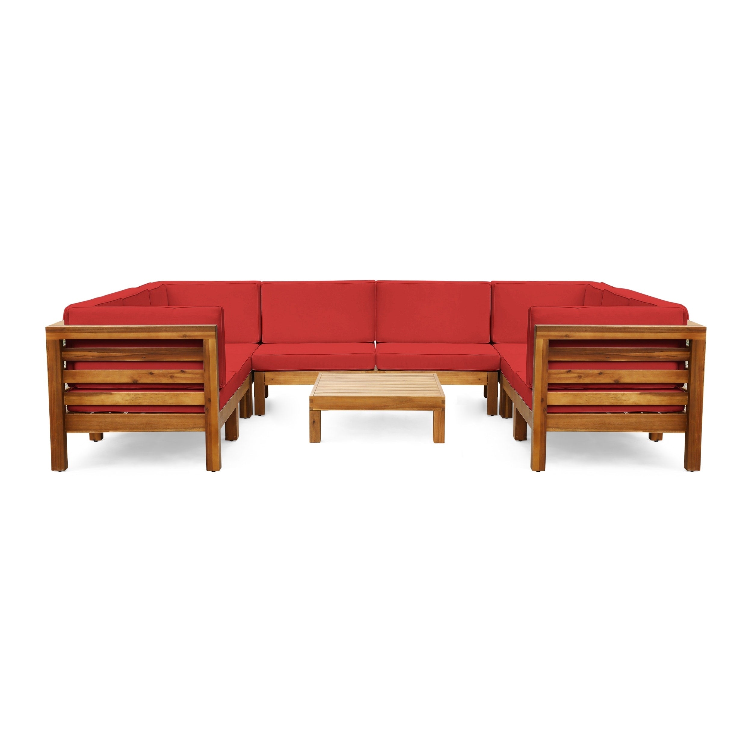 Ensemble de salon d'extérieur Oana 9 pièces en bois d'acacia en forme de U par Christopher Knight Home