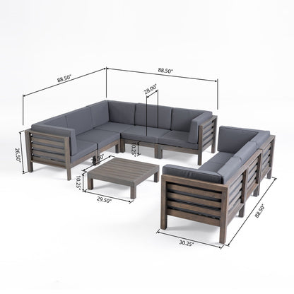 Ensemble de canapés d'extérieur Oana 9 pièces en bois d'acacia avec table basse par Christopher Knight Home