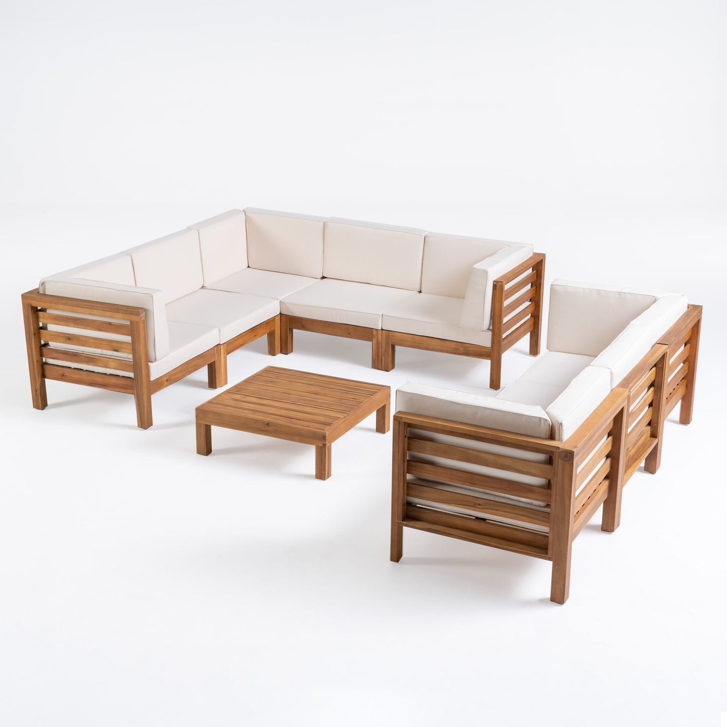 Ensemble de canapés d'extérieur Oana 9 pièces en bois d'acacia avec table basse par Christopher Knight Home