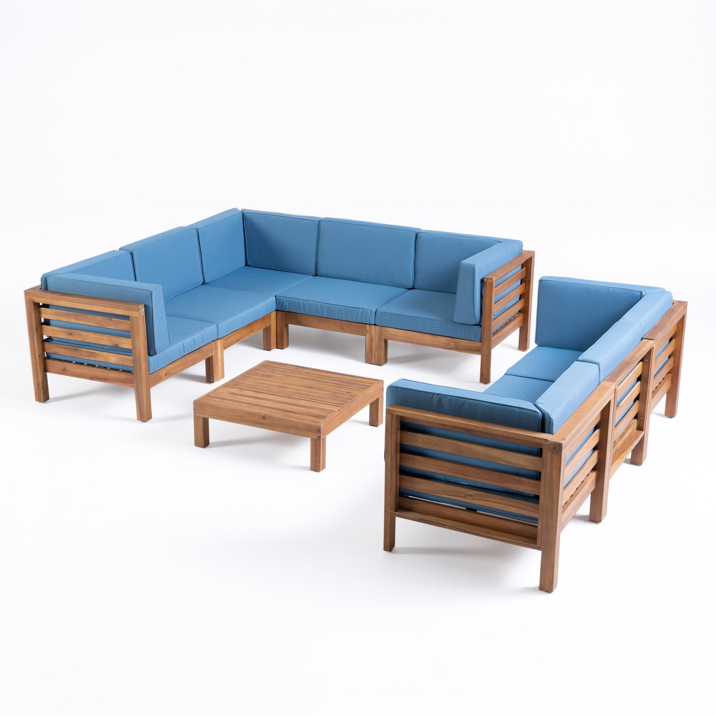 Ensemble de canapés d'extérieur Oana 9 pièces en bois d'acacia avec table basse par Christopher Knight Home
