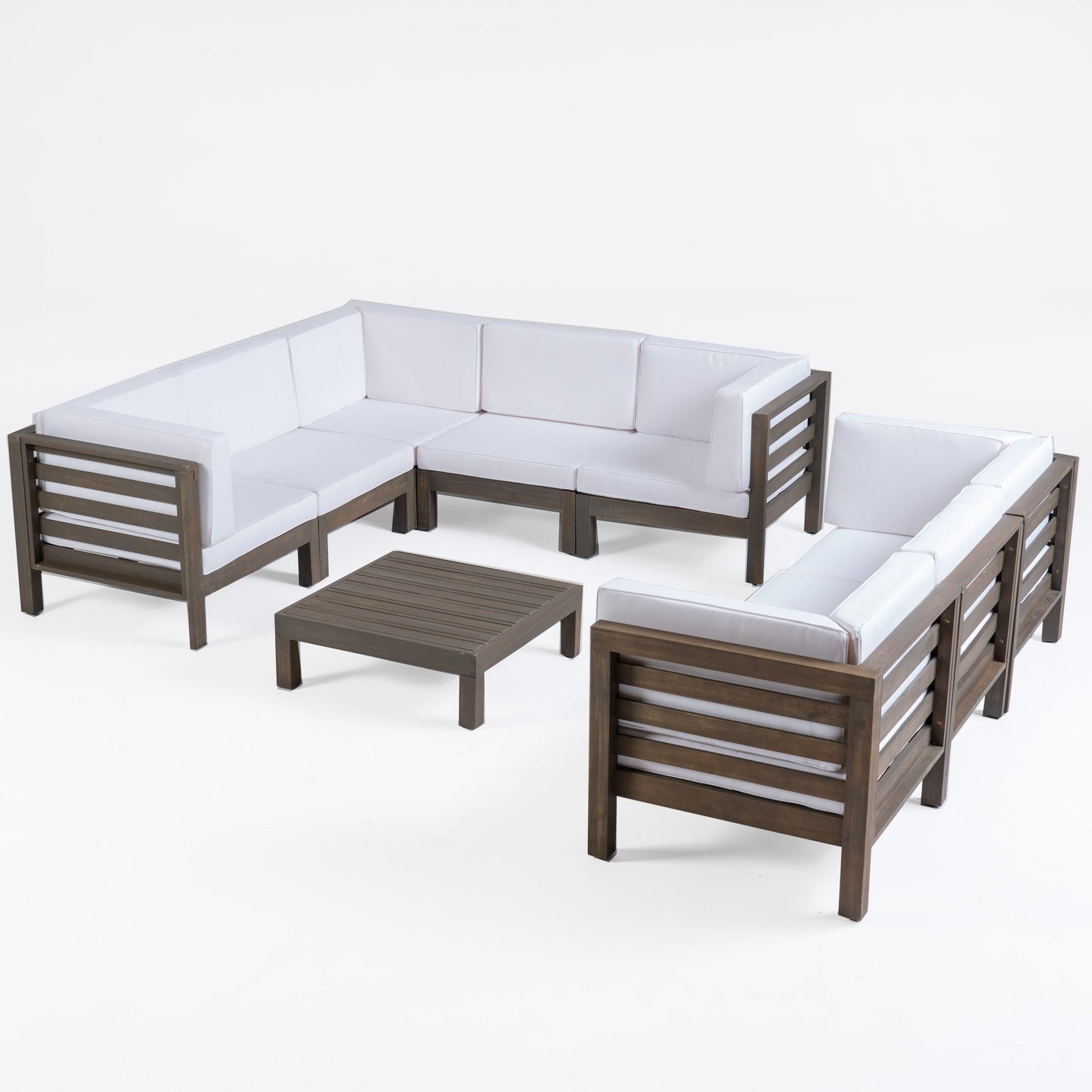 Ensemble de canapés d'extérieur Oana 9 pièces en bois d'acacia avec table basse par Christopher Knight Home