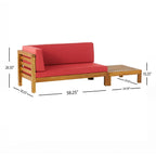 Ensemble causeuse et table basse d'extérieur en bois d'acacia Oana avec accoudoir gauche et coussin par Christopher Knight Home