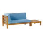 Ensemble causeuse et table basse d'extérieur en bois d'acacia Oana avec accoudoir gauche et coussin par Christopher Knight Home