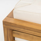 Ensemble causeuse et table basse d'extérieur en bois d'acacia Oana avec accoudoir gauche et coussin par Christopher Knight Home